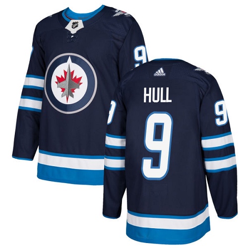 Adidas Men Winnipeg  Jets #9 Bobby Hull Navy Blue Home Authentic Stitched NHL Jersey->winnipeg jets->NHL Jersey